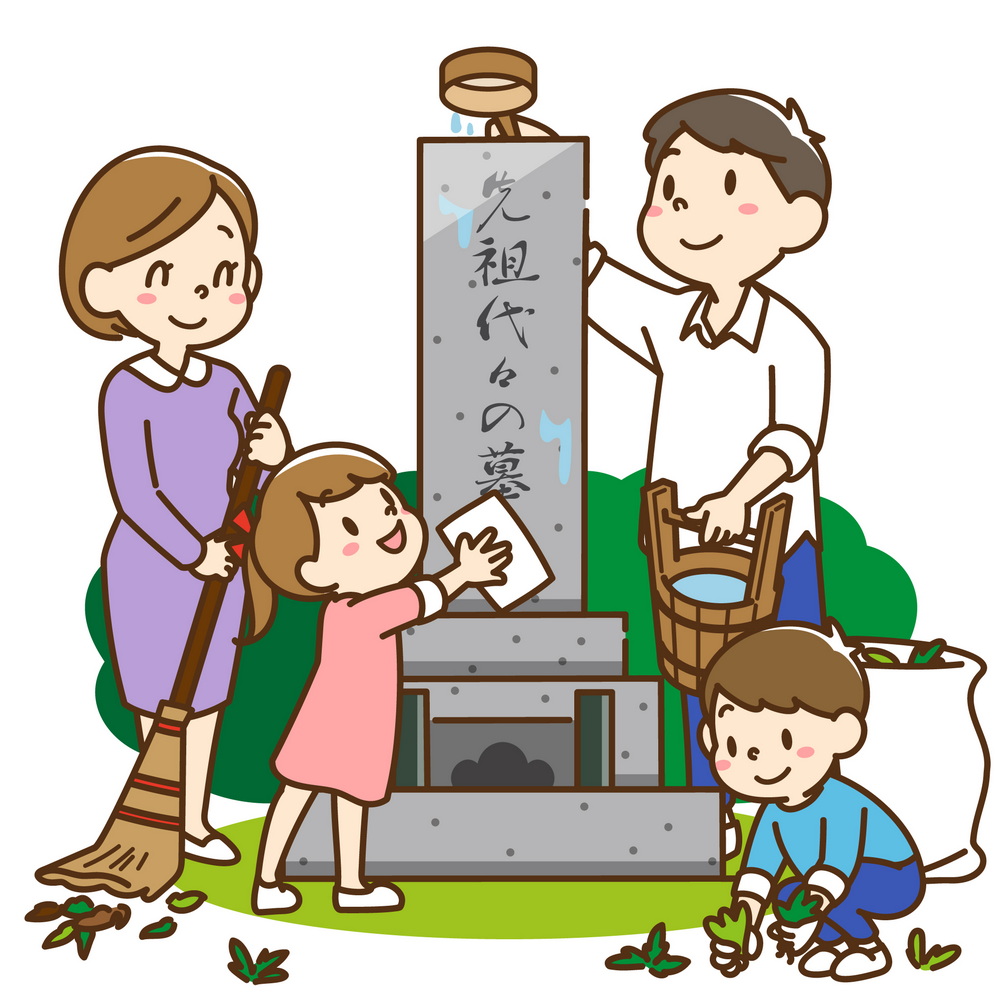 ご家族でお墓掃除